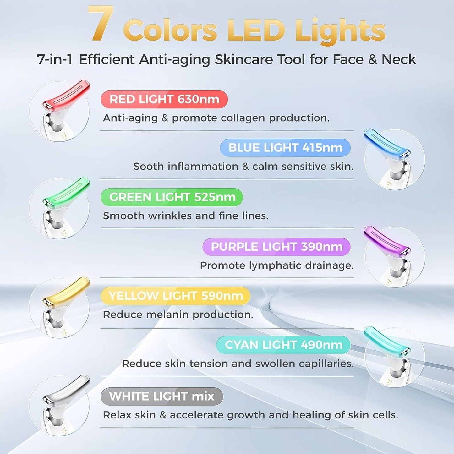 7 Colours Led Skin Care Facial Beauty Device with Vibration