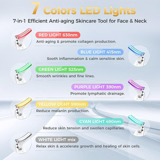 7 Colours Led Skin Care Facial Beauty Device with Vibration